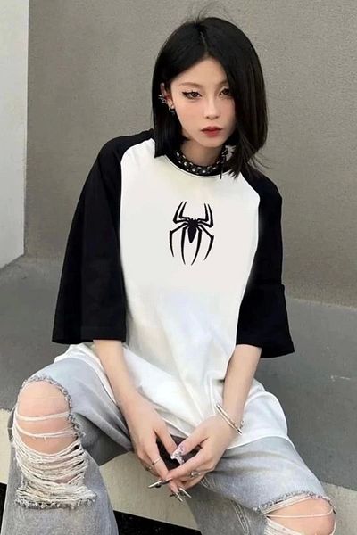 1blood Μπλουζάκι Spider Spider Black Raglan με κοντό μανίκι