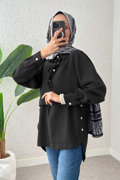 Salih Çelebi Bolero Detailed Tunic 2213 - Black