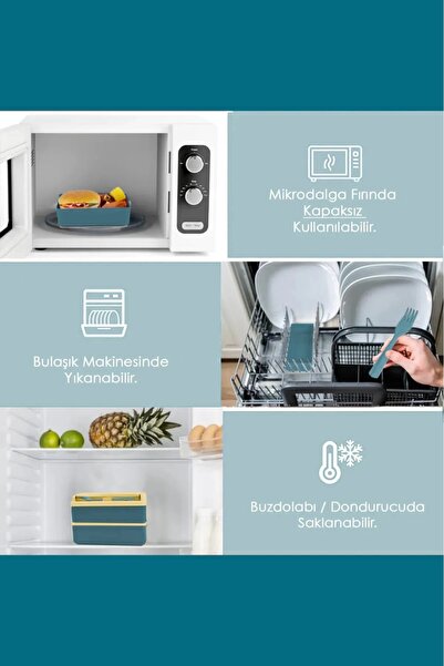 Bayev طقم صندوق غداء مكون من طبقتين لتخزين الطعام - طبق غداء رياضي للطلاب واللياقة البدنية في مكان العمل المدرسي