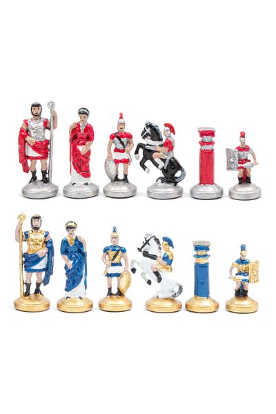GGS GrandGiftStore Metal Chess Set - Hand Painted, Wooden Board and Durable Stones