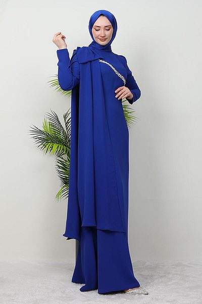 GİZ AGİYİM Βραδινό φόρεμα Blue Essence Stone