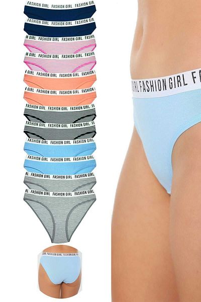 ENTAHA Tutku 6 Pieces Rubber Cotton Women's Panties with Waist Written / 6 Pieces