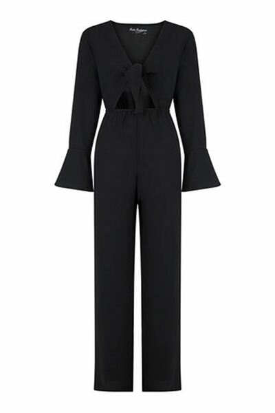 Genel Markalar Önden Bağlamalı Tesettür Tulum Siyah