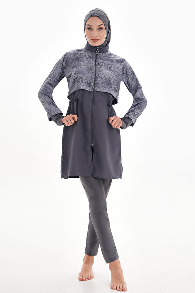 REMSA Pera 2322 - Plain Gray Full Covered Hijab Swimsuit