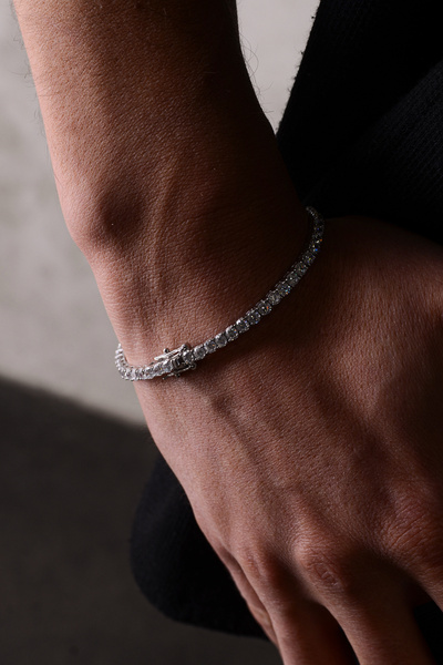 Ricco Jewellery 14 K White Gold Kaplama 925 Ayar Gümüş İri Tenis Su Yolu Bile...