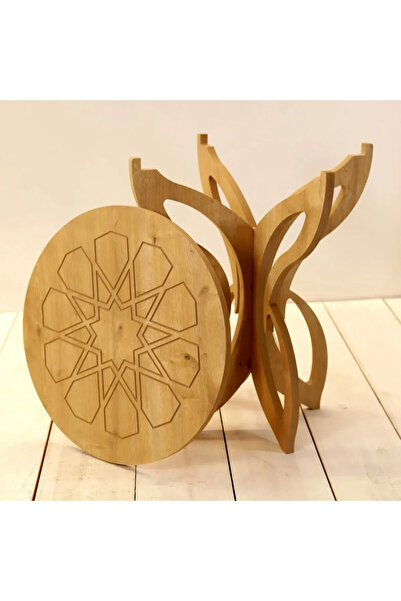 Noveluxe Kelebek Ayaklı, Safir Meşe, MDF, Fiskos Masası, Balkon Masası 52x62x52 cm Sehpa
