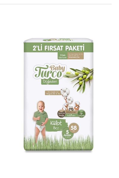 Baby Turco Doğadan 2-Piece Opportunity Pack - Junior Panty Diapers, Size 5, 58 Pieces