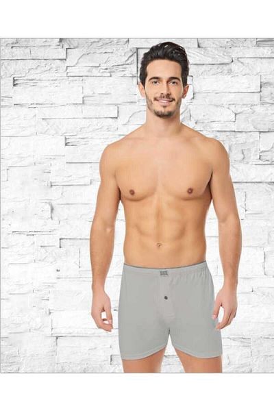 KEYAL Tutku Men's Gray Cotton Buttoned Long Boxer Briefs Pack of 6 (Model No-0117)