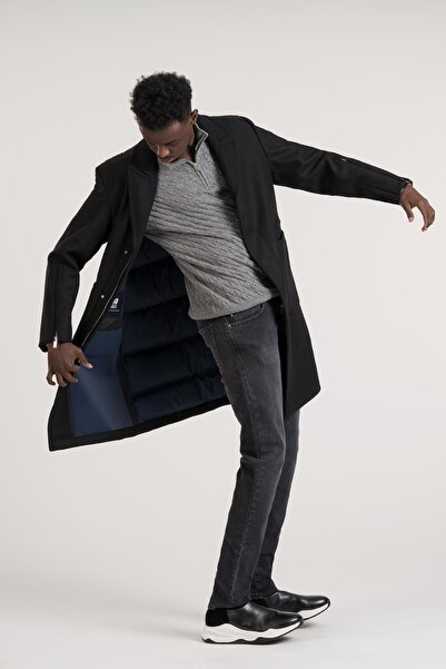 Giotelli Semi Oversize Bag Pocket Mono Collar Back Inflatable Long Stamp Coat