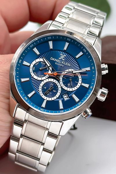 Daniel Klein Exclusive Men's Wristwatch Steel Band Steel Case Hematite Natural Stone Bracelet Gift Z