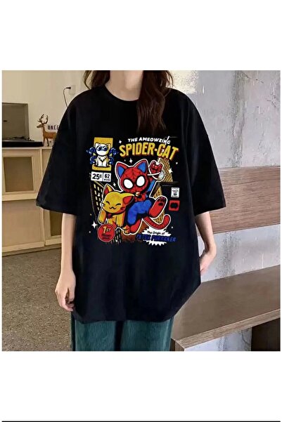 1blood Μαύρο μπλουζάκι Unisex Spider Cat με σχέδιο