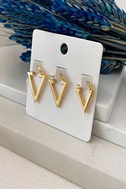 DEMOKAN Kadın Küpe 3'lü Üçgen Küpe