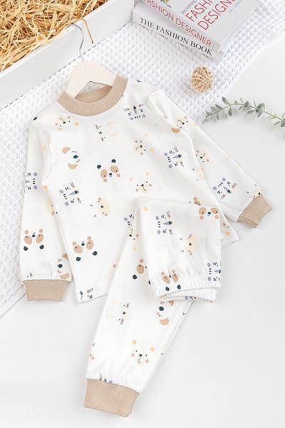 Babymod Figured 100% Cotton Baby Girl Child Pajamas Set