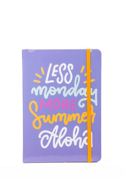 MUKKO HOME "Less Monday، More Summer" دفتر ملاحظات مرن مخطط سميك - 80 ورقة