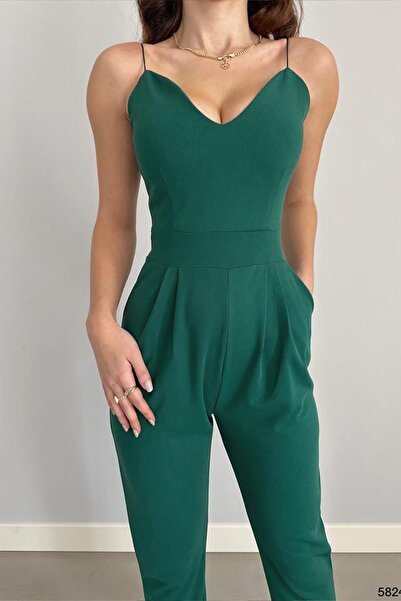 Deafox Kombinéza z krepové tkaniny se zeleným popruhem