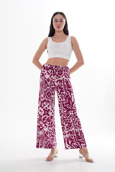 ŞİMAL Women's Patterned Wide Leg Trousers 250028   -