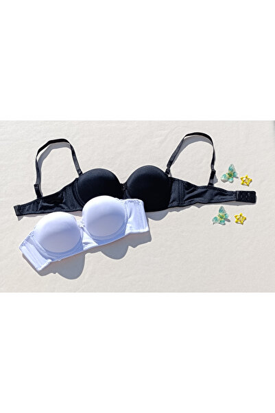 siyalife Pachet de 2 sutien de susținere căptușit fără bretele, cu bretele detașabile