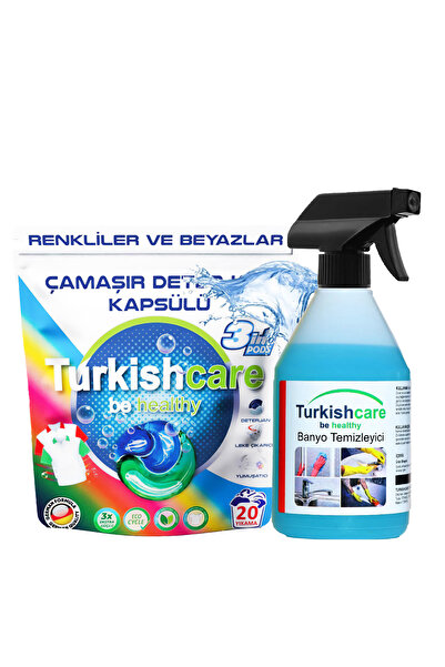Turkishcare Renkli ve Beyazlar İçin Çamaşır Deterjan Kapsülü ve Banyo Temizle...