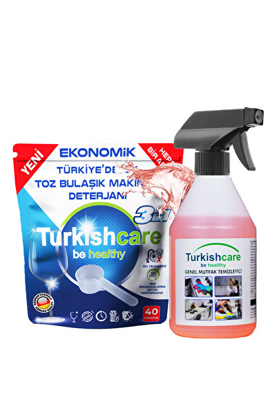 Turkishcare Toz Bulaşık Makinesi Deterjanı ve Genel Mutfak Temizleme Spreyi P...