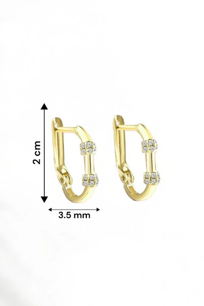 jelux silver Gümüş 925 Ayar Zirkon Taşlı 19 Mm Gold J Küpe