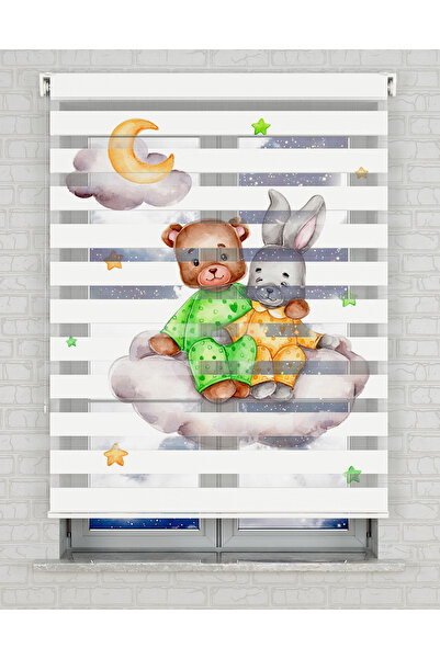 AD Home Bulutlar Üstünde Sevimli Hayvanlar Baskılı Zebra Perde - Gece Gündüz ...