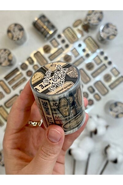 Kağıt Gemi Dükkan Memory Of Display 136 Adet Retro Siyah Çıkartmalı Washi Ban...