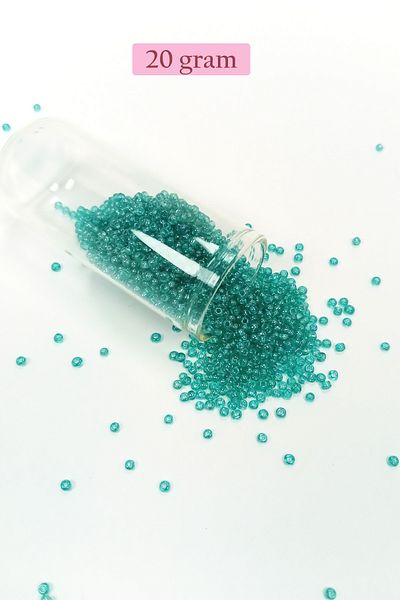 STUMBANNG Bulk glass sand beads (11/0) 2 mm - 20 grams - transparent green - bnc014