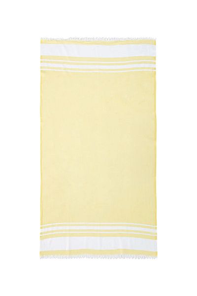 LC Waikiki LCW HOME Πετσέτα Pestamal με κίτρινο ριγέ κρόσσια 90x165 εκ.