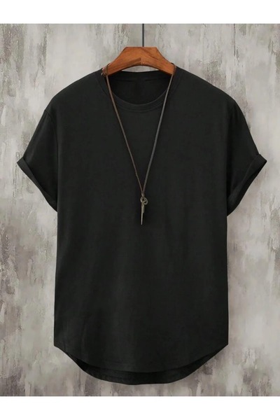 FECCY Unisex crna majica ovalnog kroja bez printa