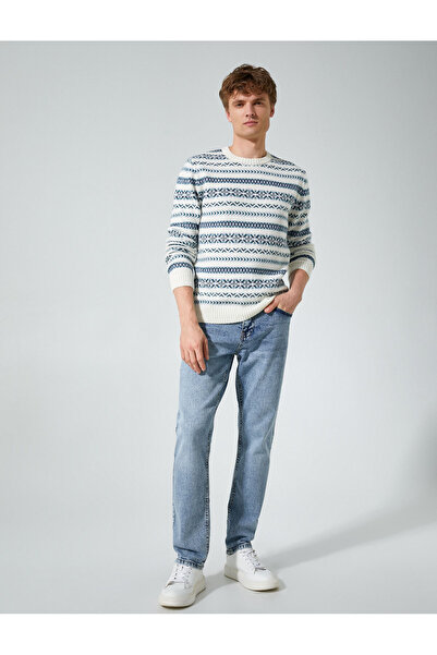 Koton Crew Neck Sweater Ethnic Detailed Acrylic Blend