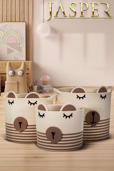 JASPER 3-Piece Jute String Set with Beige Panda Design - Multipurpose Toy Outfit for Kids Room