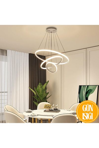 neeko Robin Modern 3-Piece Pendant Lamp - Gray and Chandelier Case, Triple Daylight Set