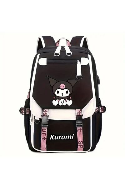 SYNOPE Geantă mare mare Sanrio Kuromi Rucsac școlar Kuromi pentru fete