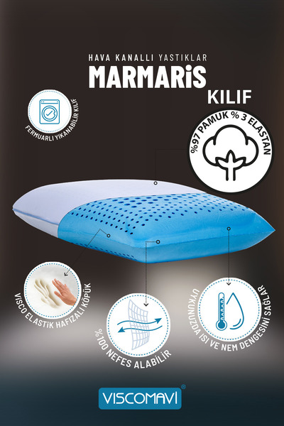 viscomavi Orthopedic Visco Pillow (MARMARIS AIR CHANNEL CLASSIC VISCO PILLOW 60X40X15 CM)