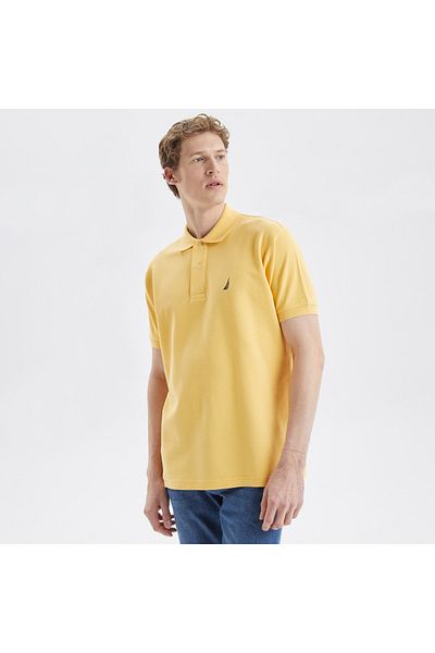 Nautica Men's Yellow Classic Fit Short Sleeve Polo Neck T-Shirt