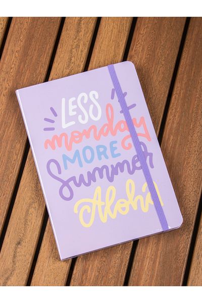 MUKKO HOME "Less Monday، More Summer" دفتر ملاحظات مرن مخطط سميك - 80 ورقة