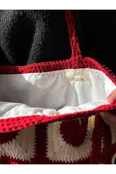 EHF LifeStyle EL ÖRGÜSÜ MOTİF ÇANTA/ KALPLİ ÇANTA/ ÖRGÜ ÇANTA/ BOHEM ÇANTA