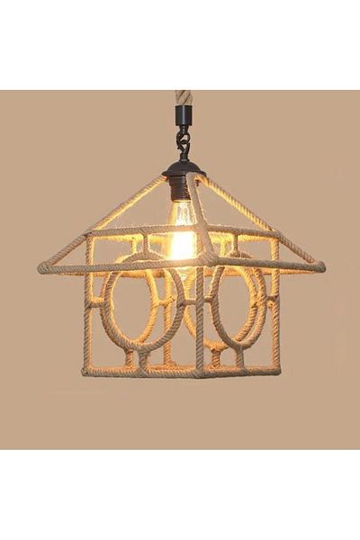 A F N LIGHTING Vintage Hemp Rope Pendant Light
