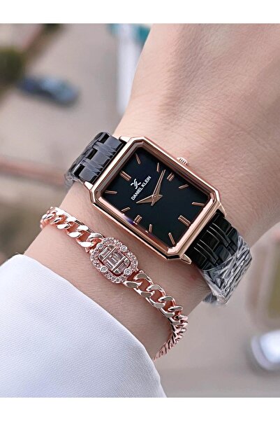 Daniel Klein طقم ساعة يد نسائية وسوار من الفولاذ المقاوم للماء 3 ATM BDK.1335.06