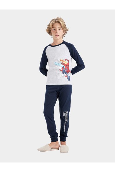 DeFacto Spiderman Print Long Sleeves T-Shirt & Pyjama Set