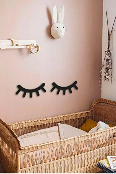 Kuzeylina Decor de perete pentru gene din lemn negru 45x15cm pentru camera co...