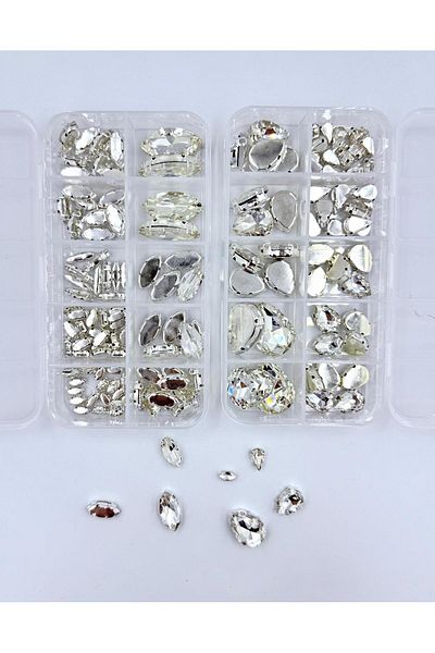 yiğit aksesuar Planting Glass Stone Set with Drop and Shuttle Case 150 Pieces