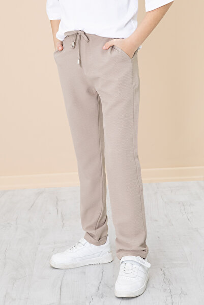 Cansın Mini Kahve Duble Paça Erkek Çocuk Jogger Kumaş Pantolon 20057