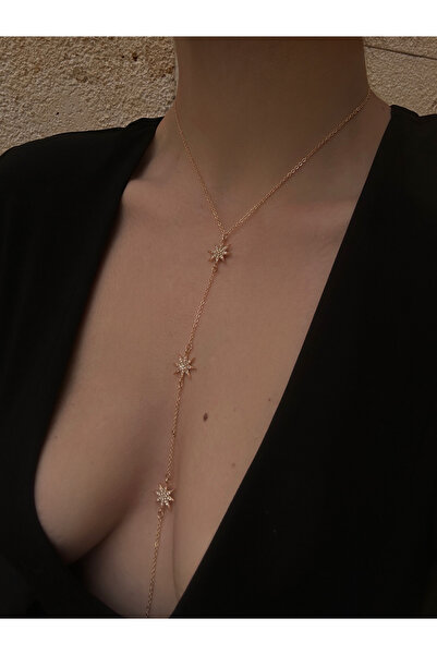 pop up store Zirkon Taşı Yıldız Detay Uzun Kolye