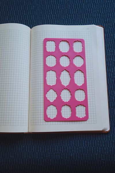 Karmelom Studio Bullet Journal Vintage Title and Pattern Template Ruler – Drawing and Label Assistant