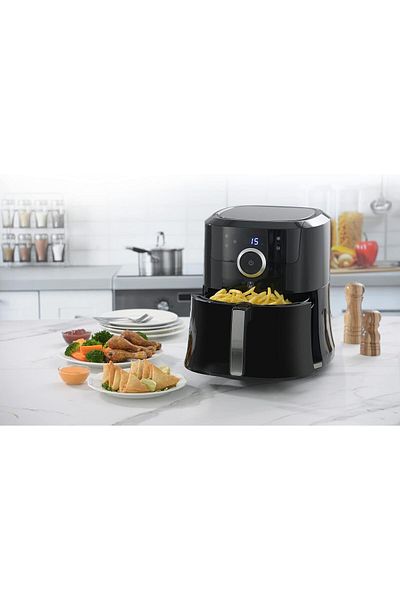 ALSAIF Electric Air Healthy Fryer With Digital To Fry, Bake, Grill, Roast Or Reheat, 1800w, Black