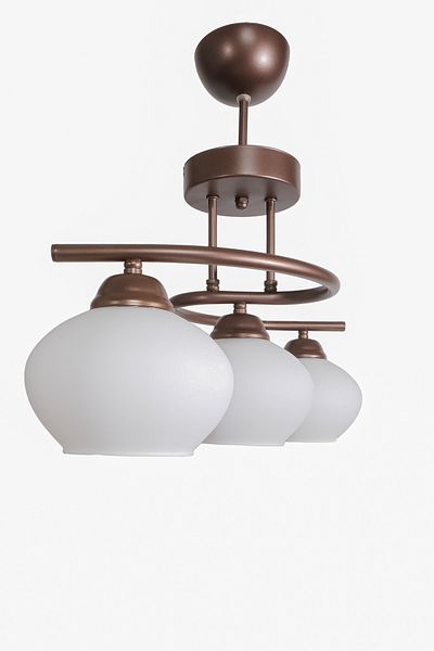 Fer Avize Fuji Modern Decorative Brown and White Glass Living Room - Kitchen - Bedroom 3-Piece Chandelier