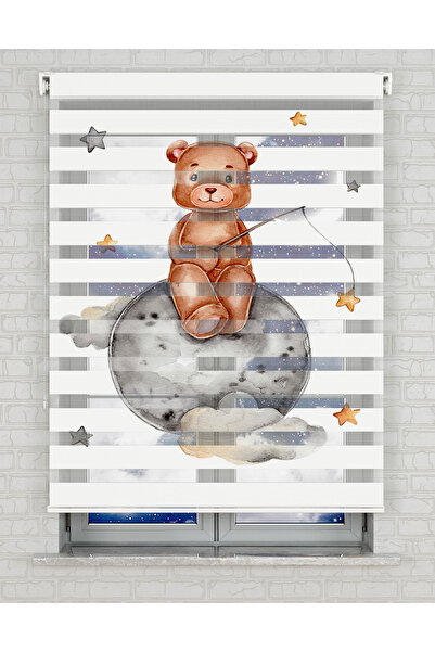 AD Home Χαριτωμένη κουρτίνα με στάμπα αρκουδάκι στο φεγγάρι - Ημέρα και Νύχτα...