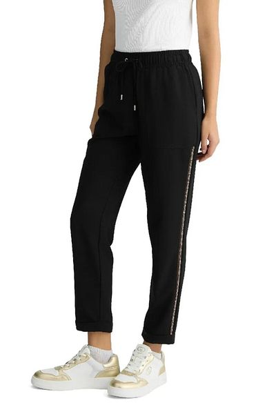 Liu Jo Women's Black Stripe Side Stripe Short-Legged Trousers - Regular Fit Ta5140Ts423-22222