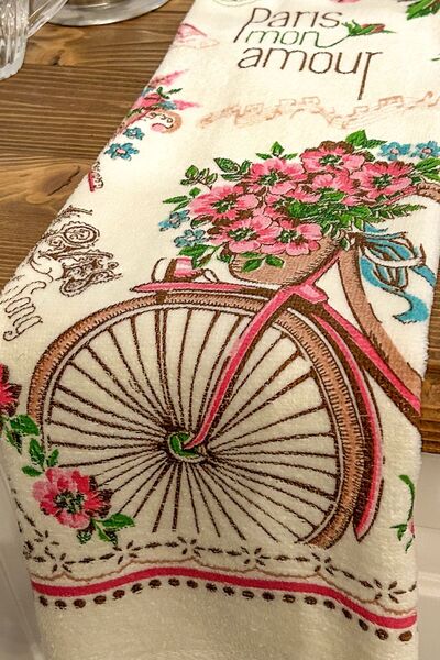 CNR Garden Printed Towel |   40X60 cm Hand and Face Towel Set |   Kitchen Towel |   Wooden Base
